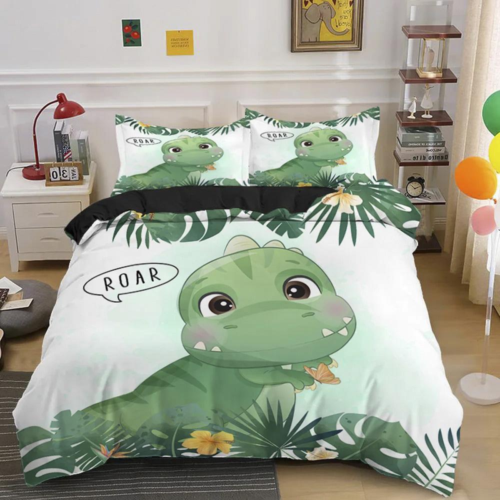 Kids Dinosaur Bedding Set Boys Cartoon Duvet Cover 3D Animal Microfiber Quilt Cover For Boy Girl Child Bedroom Decor