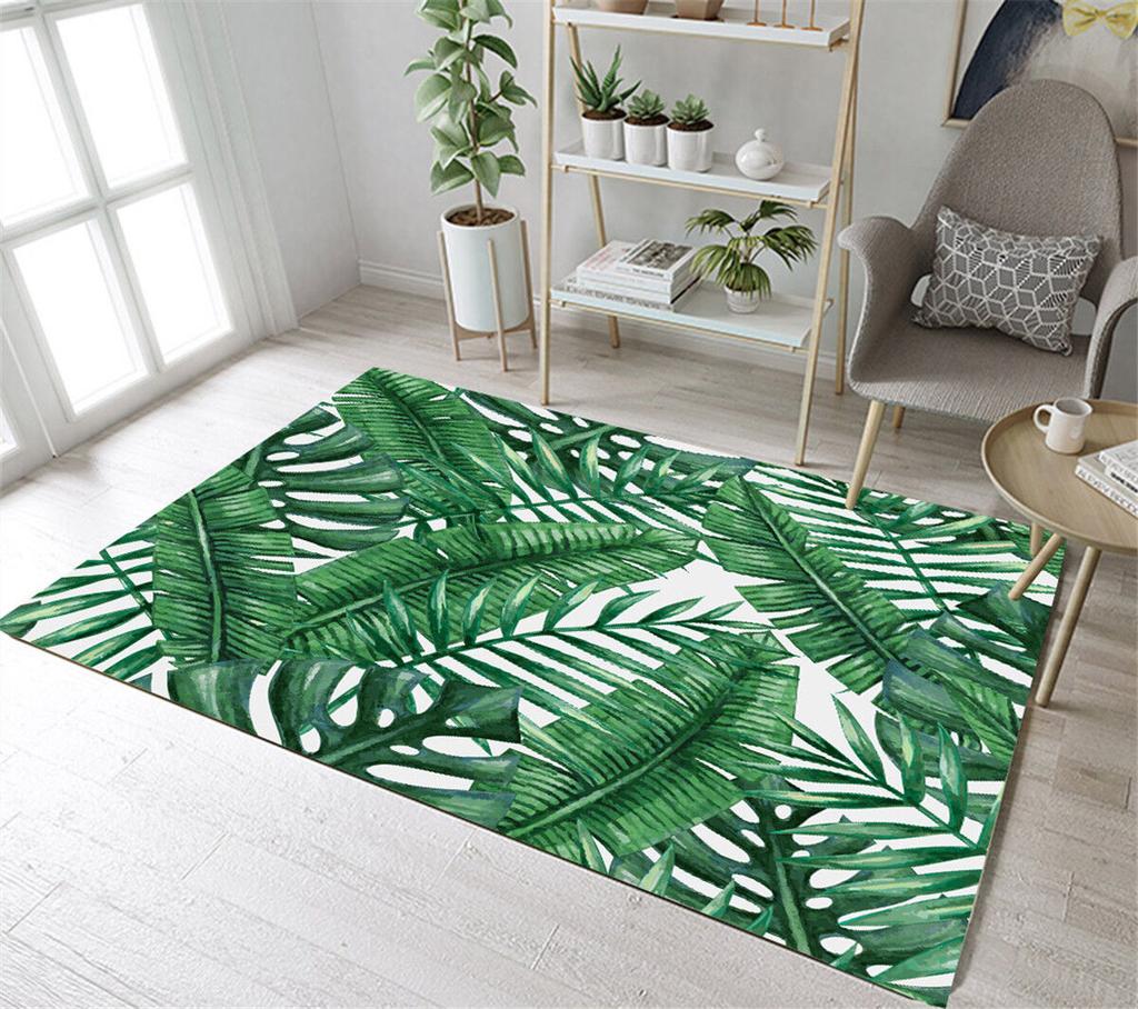 Covor de Vară Frunze Tropicale Hawaiene Covor cu Frunze de Palmier Covor de Zonă Pentru Decor Living Dormitor Covoraș de Podea Frunză Verde Covoraș de Ușă pentru Intrare