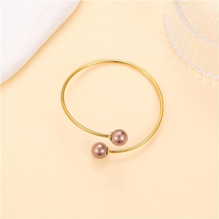 New Design Simple Stylish 18K Gold Colored Pearl Jewelry Adjustable Bracelet for Women