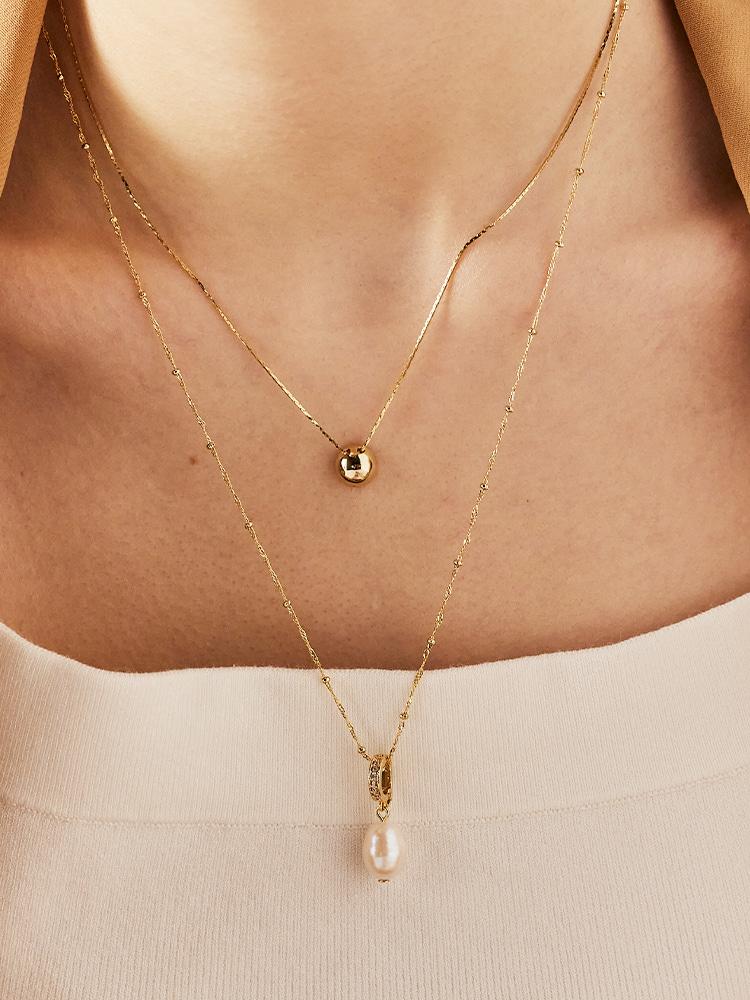 Sosoo Pearl Layered Ball Necklace