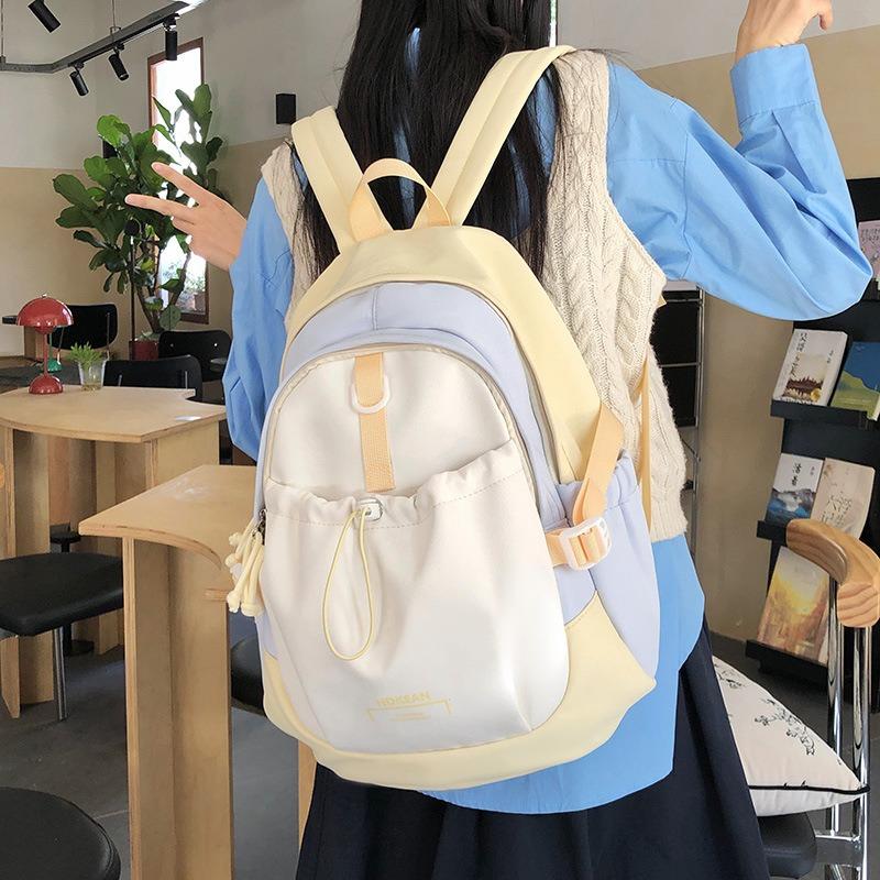 Sweet niche color matching girl backpack new versatile high school student schoolbag commuter travel backpack