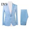 2 Pezzi/Set Uomo Formale Business Festa Tinta Unita Manica Lunga Blazer Abito Pantaloni