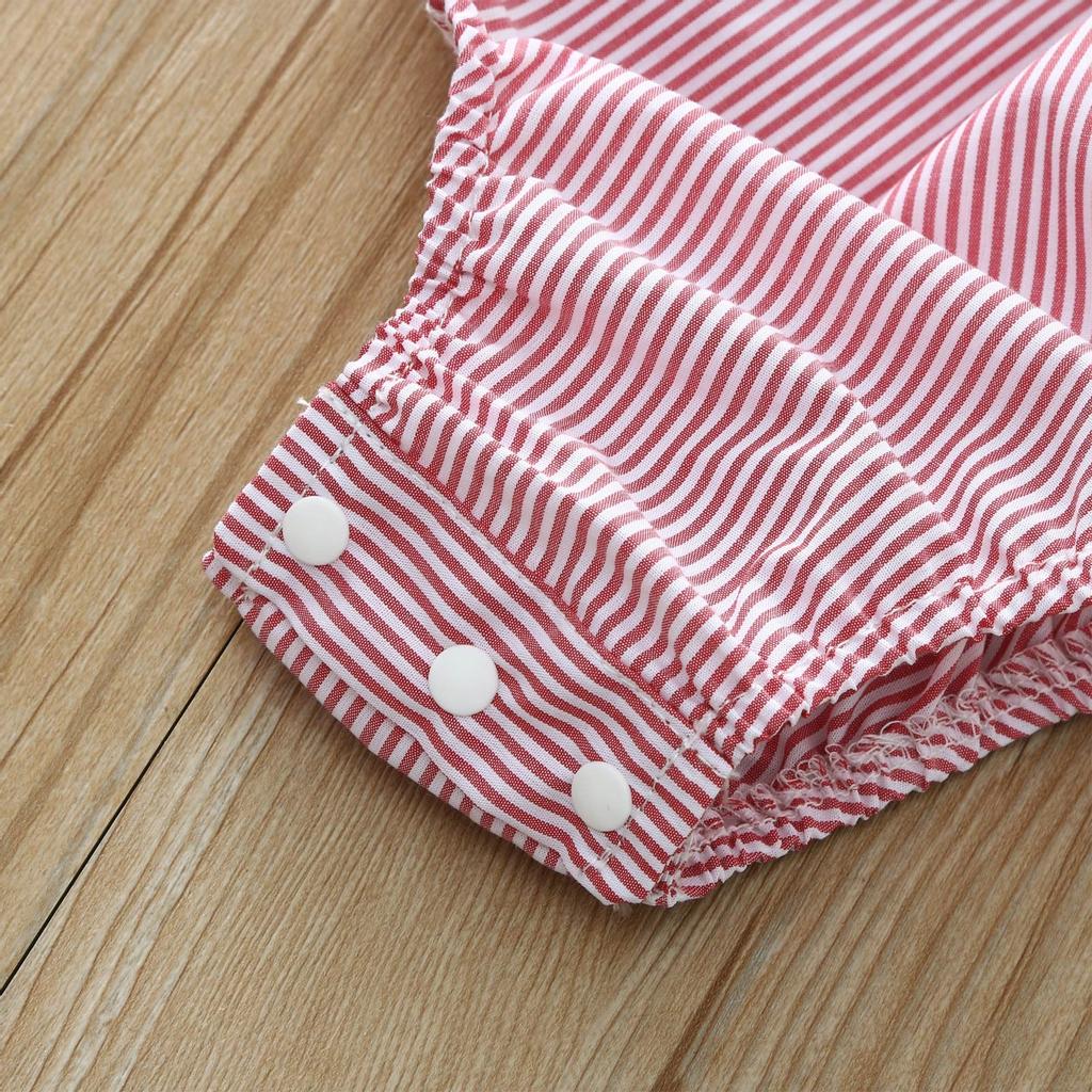 Neugeborenes Kleinkind Baby Mädchen Schulterfrei Gestreifter Strampler Body Stirnband Outfits