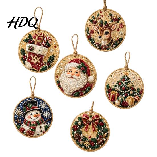 Decoratieve Kunstmatige Parel Kunst Decoraties 6 Stuks/Set Kerst DIY Kit Hangende Decoraties Knutselpakket met Ronde Bedels Parels Vakantie Strass voor
