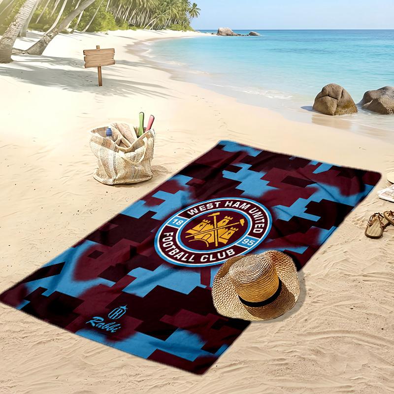 West Ham United Fußball-Print Strandtuch, Großes Weiches Schnelltrocknendes Handtuch für Strand Camping Schwimmen