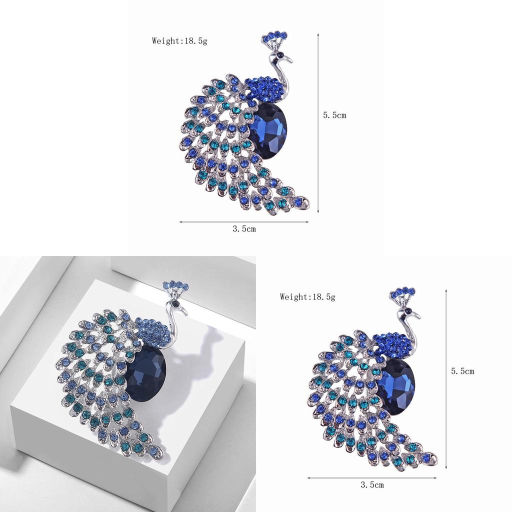 Retro Peacock Crystal Brooch With Alloy Enamel Pin For Women And Men