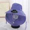 Solar Hat Fan Striped Wide Brim Fan UV Protection Fishing Hat