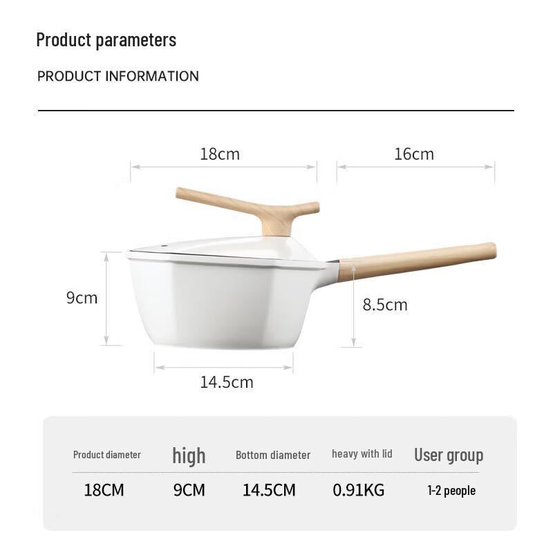 Cartermark Non-stick Maple Hexagonal Milk Pot, 18cm