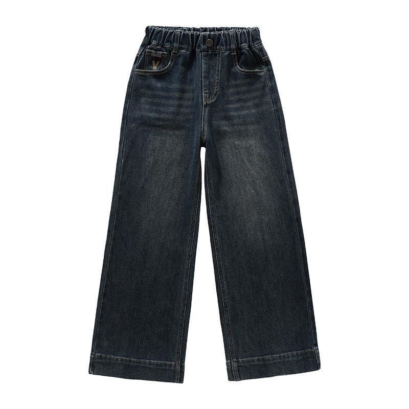 Jeans de Perna Larga Outono 2025 para Meninas - Calças Retas da Moda para Crianças Grandes e Estudantes do Ensino Fundamental