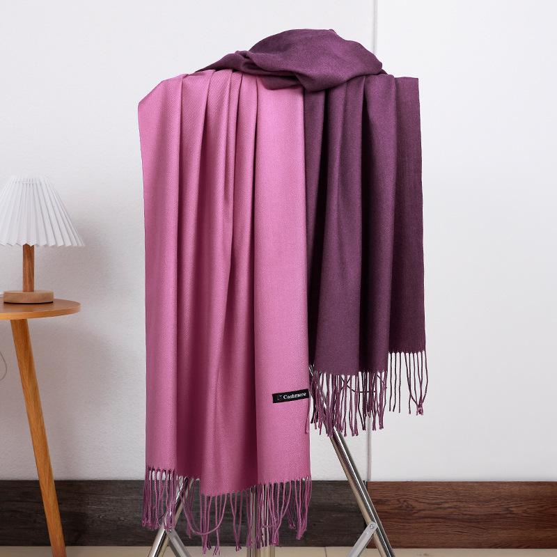 Double-sided Two-color Scarf for Women Autumn and Winter High End New Wool Scarf Shawl Imitation Cashmere Scarf