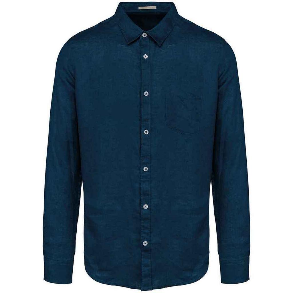 Spasso Mens Linen Long-Sleeved Shirt