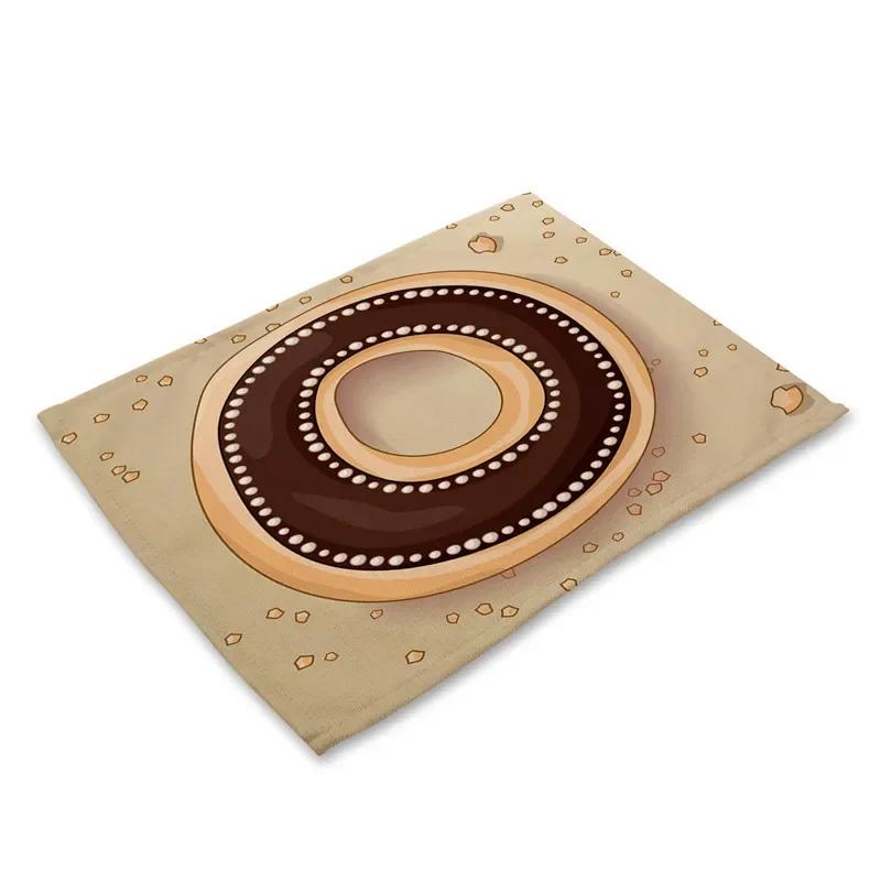 45X30cm Letter Pattern Kitchen Placemat Dining Table Mats Tea Coaster Cotton Linen Pads Bowl Cup Mats for Home Decor Gifts