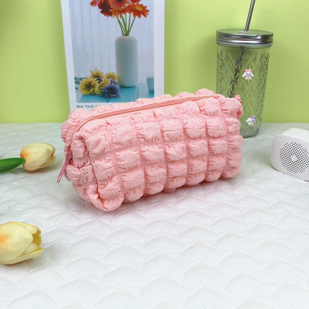 Lattice Case Pencil Cosmetic Bag With Soft Fabric High Storage Gift Capacity