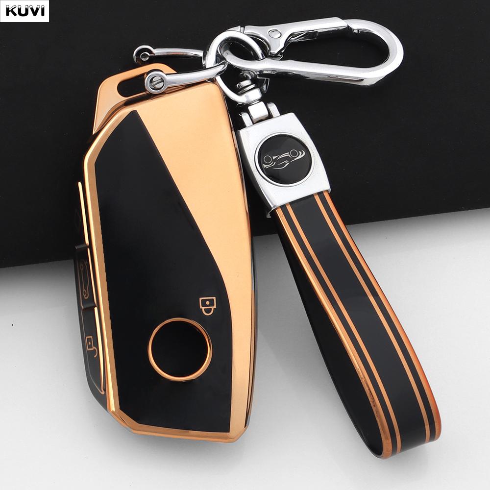 TPU Golden Key Case Cover Holder Fob Keychain For BMW G07 X7 LCI U11 X1 G70 7 Series G09 XM F98 X4M LCI G18 X5 G81 M3 I20 IX