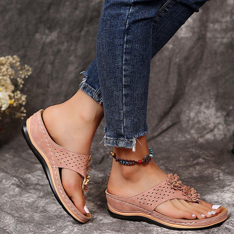 Summer foreign trade thick-soled wedges large-size slippers flip-flops muffin bottom casual fashion versatile women's shoes