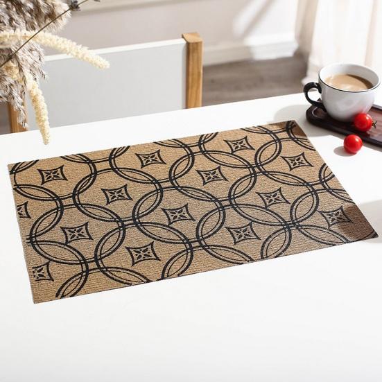 Vintage Placemat Heat-Resistant Non-slip PVC Heat Insulation Rectangle Dining Table Protection Decoration Pad Kitchen Supplies