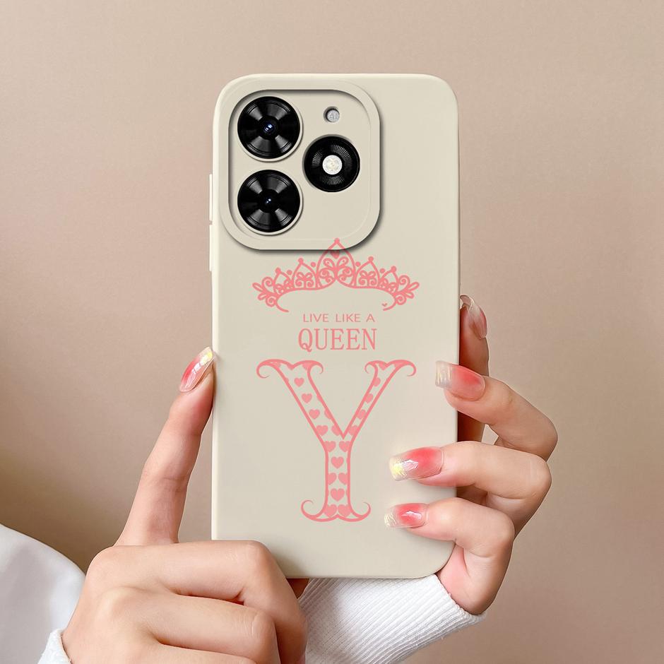 Case For Tecno Spark Go 2024 Advanced Sense Luxury Crown Letter Back Cover For Tecno Spark Go2024 Pattern Liquid Silicone Shell