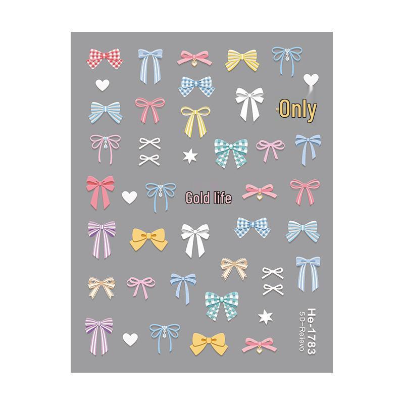 Redanco 5D Cartoon Bow Nail Art Stickers, 3D Embossed Decals (He1784)
