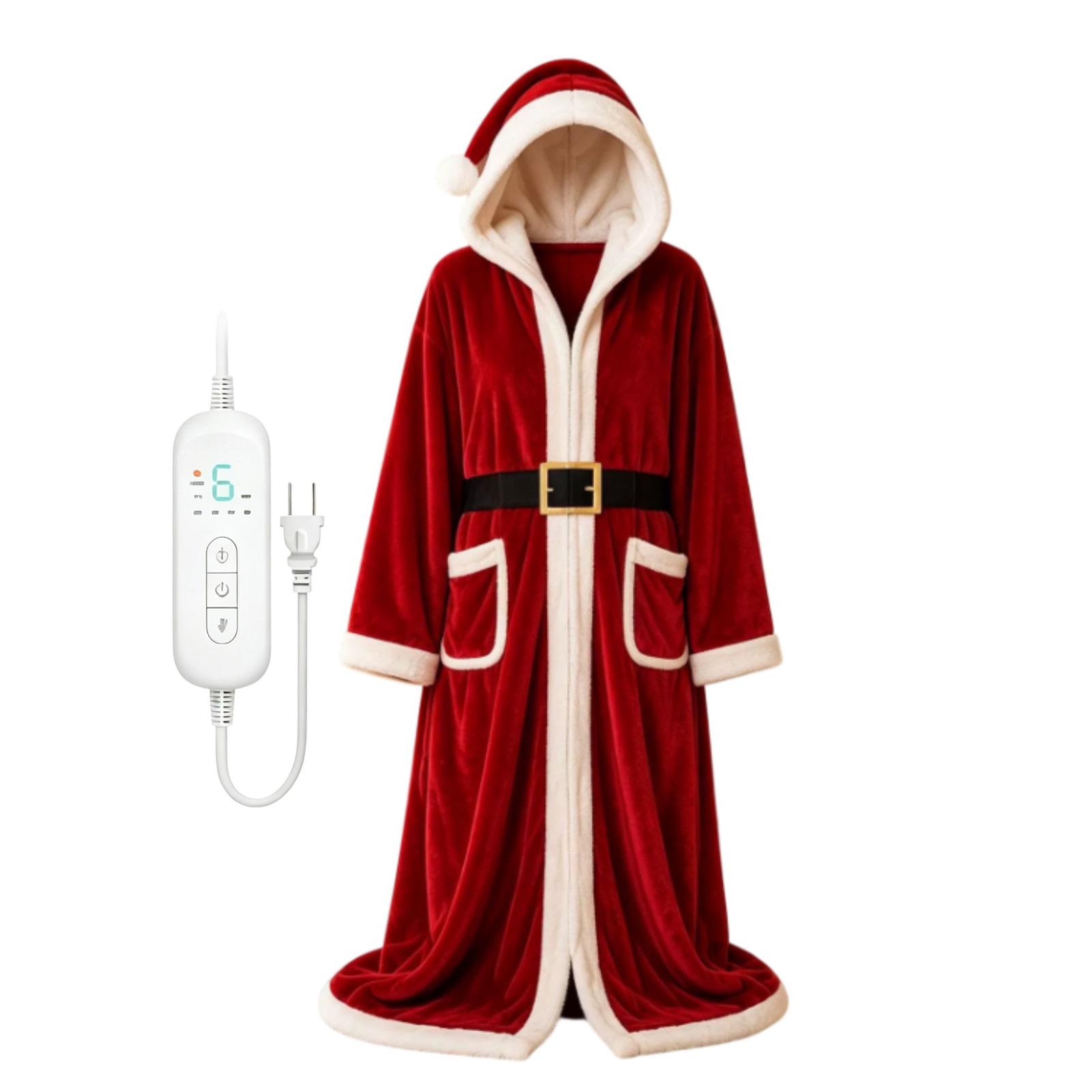 Adult Christmas Heated Cape, Flannel Hooded