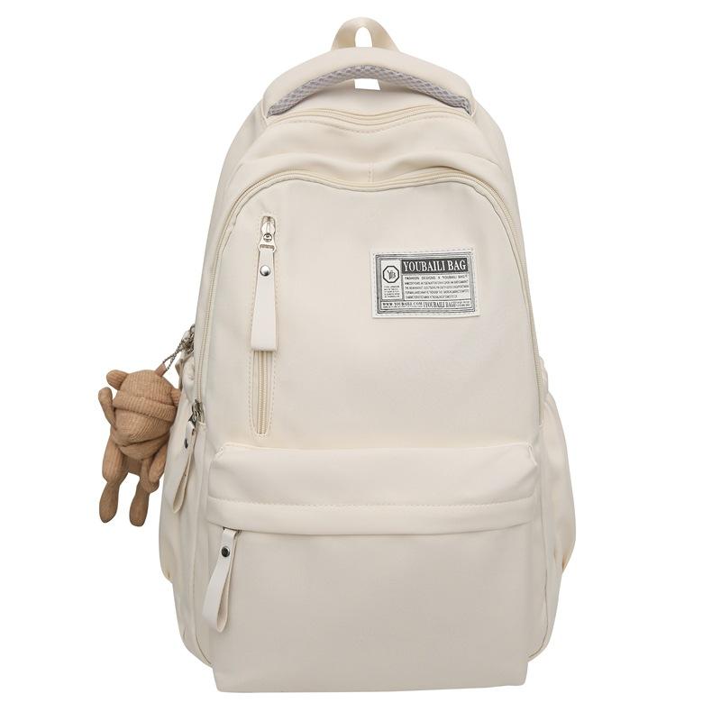 Студенческий школьный рюкзак в стиле колледжа, женский рюкзак с контрастной цветной строчкой, мужской рюкзак большой вместимости белый