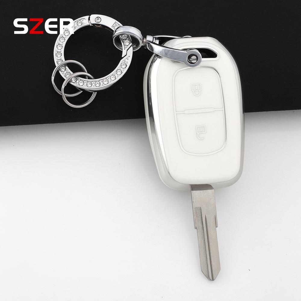 2 Buttons Tpu Key Case Cover Holder Keychain For Renault Duster Dokker Logan Stepway Clio 5 Ss2 For Dacia Sandero Stepway Logan