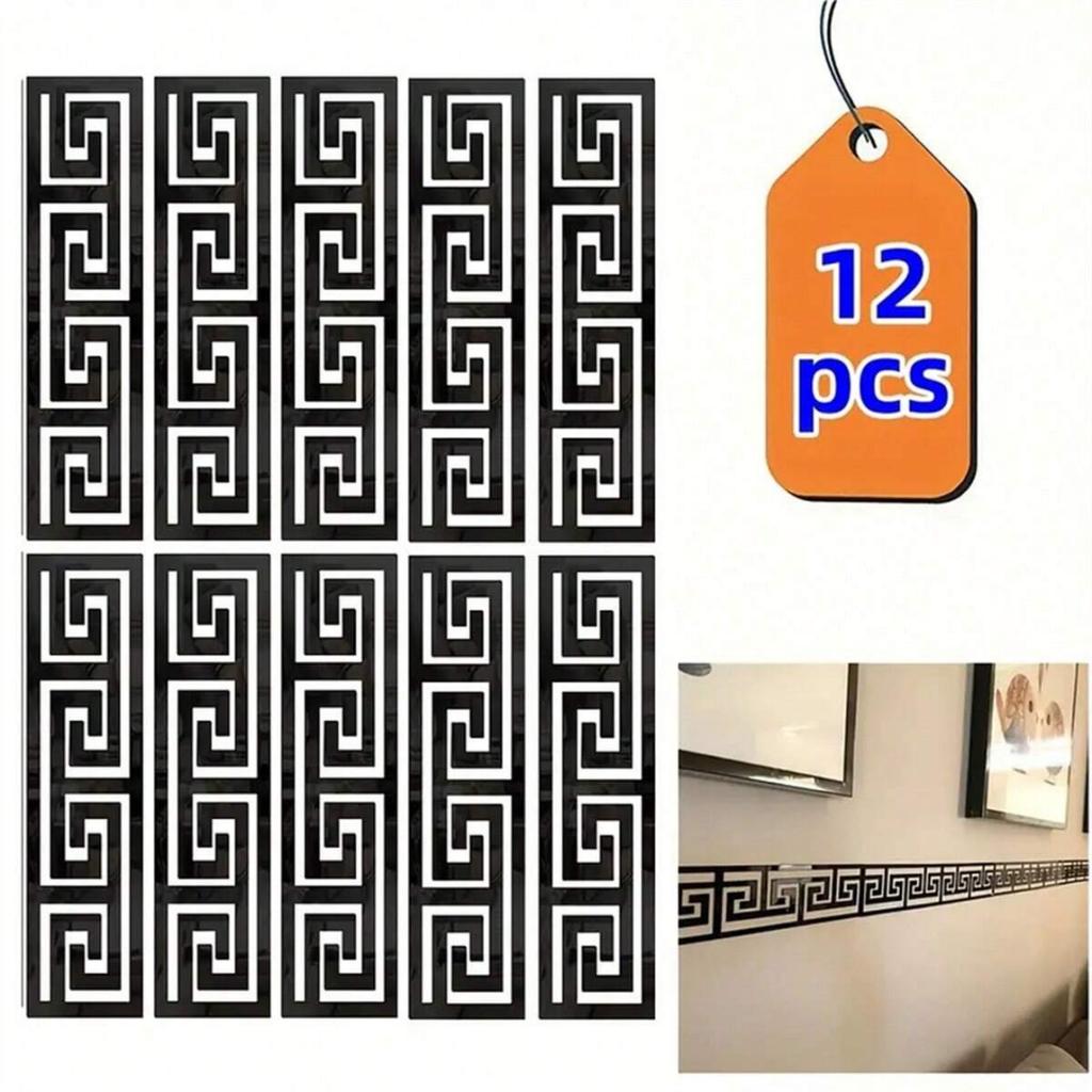 12 buc 20x5cm Autocolant Oglindă 3D Autoadeziv Linie Talie DIY Autocolante de Perete pentru Camera de Zi Tavan Bordură Colț Decor de Perete