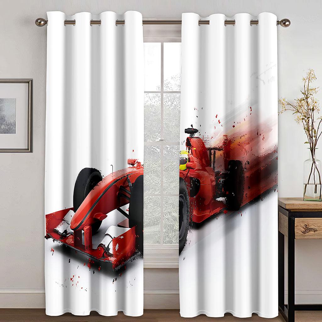 Rot SchwarzSportwagen Dunkel Cool Kind Vorhänge im Kinderzimmer Wohnzimmer Hallenbehandlungen Küchendekoration Vorhänge Jalousien