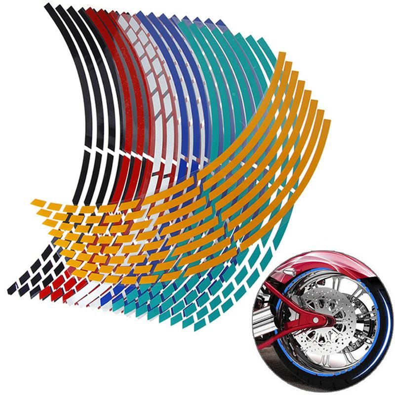 Motorcycle Wheel Tire Stickers Strips Reflective Rim Tape Strips for Motorcycle Car Wheel Tire Stickers Motorbike Auto Decals