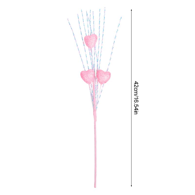 5Pcs Artificial Heart Berry Flower Stem Branches Picks for Valentines Day Wedding Party Home Table Decoration Supplies DIY Vase