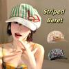 Korean Striped Berets Versatile Beanie Cap Ins Painter Berets  Girls
