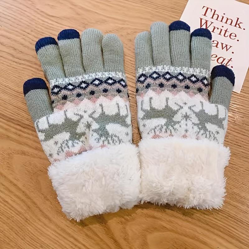 Women's Winter Thermal Touchscreen Gloves Cute Fleece-Lined Design with Snowflake & Cable Patterns Elastic Fit Cold Weather Gear