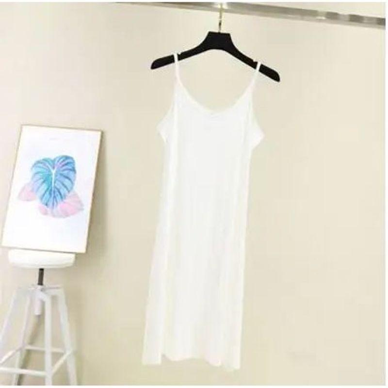 Anti Penetration Lined Bottom Dress Pure Color Anti-Penetration Lining Base Dress Women