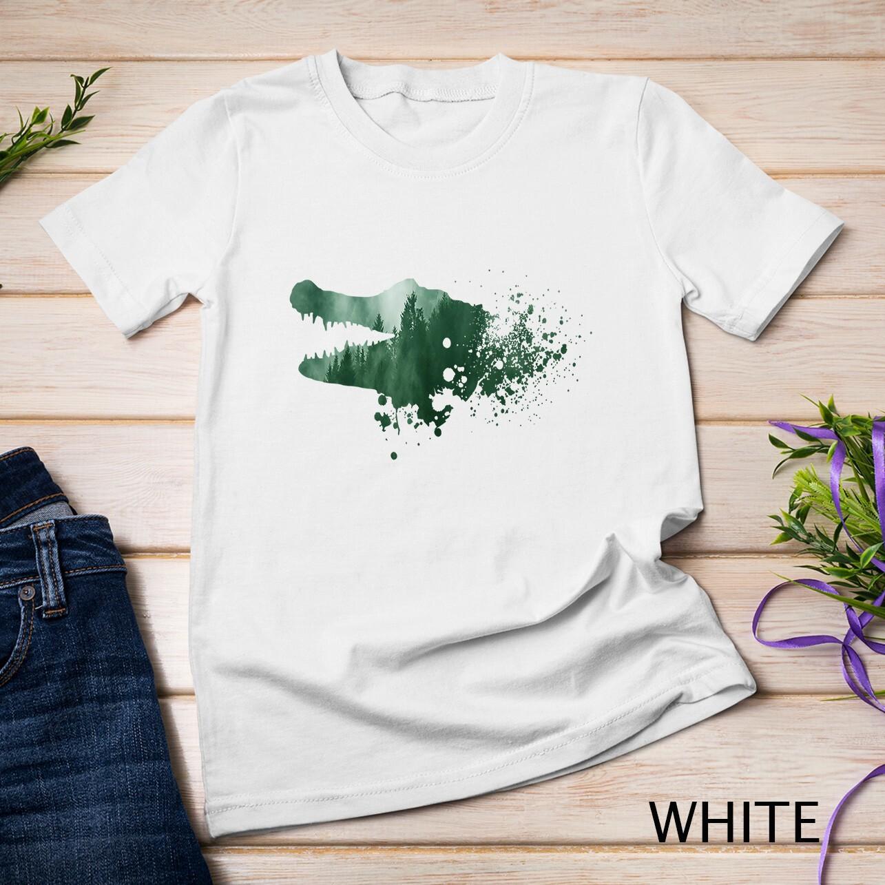 Vintage Crocodile Silhouette Reptile Alligator Crocodile Unisex T-Shirt Mens Womens Tees Top 4XL