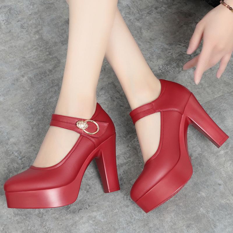 Spring and Autumn Pointed Toe Low Mouth Elegant Solid Color Velcro Fashionable Cheongsam Runway Shoes Super High Heel Single Shoes for Women