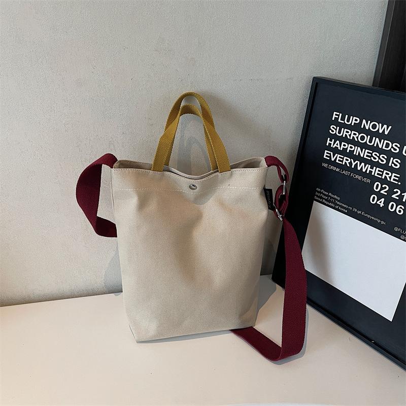 2025 Autumn New Large-Capacity Commuter Canvas Tote Bag Korean Niche Leisure Literature and Art Student Shoulder Bag