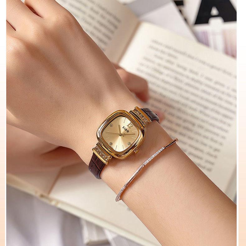 Zido Women's Square Sugar Quartz Watch, Retro Style, High-End, Simple, 2024 Model