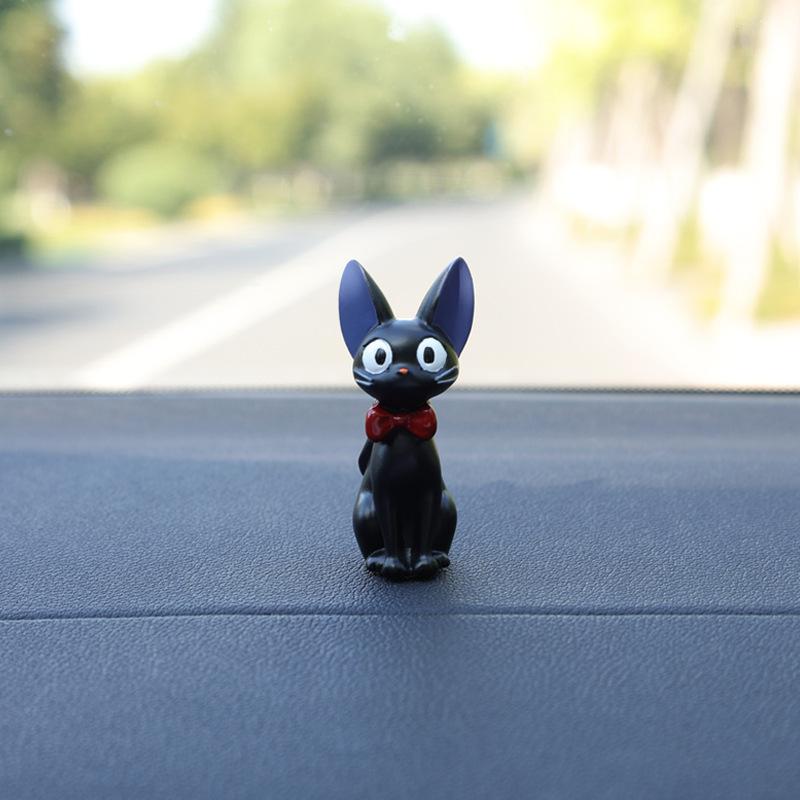 Mini Sunflower Black Cat Figurines Miniatures Home Office Desktop Decoration Car Inner Center Console Ornament Accessories