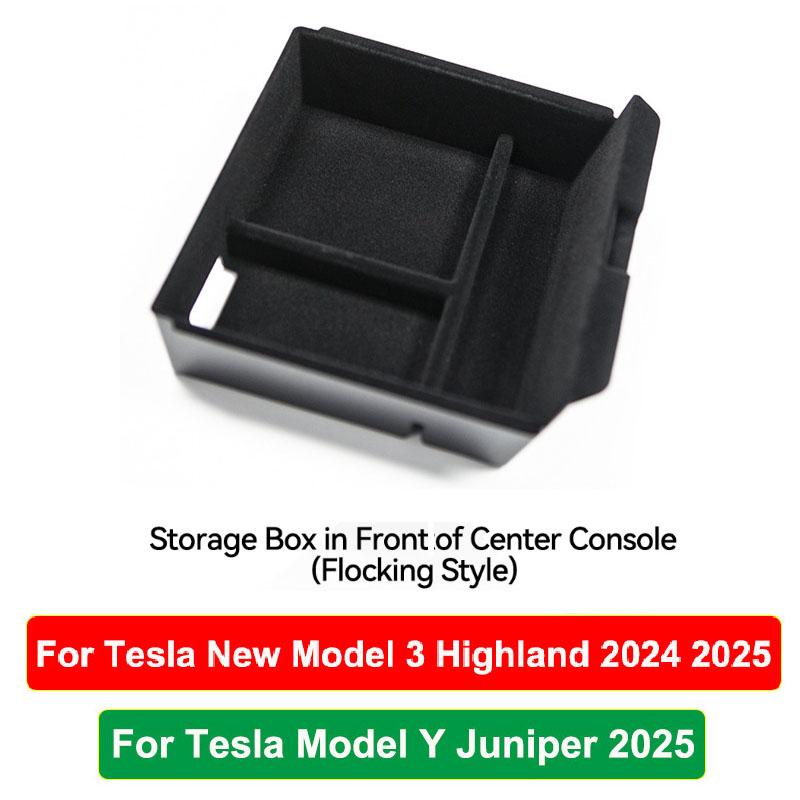 For Tesla New Model Y Juniper 2025 Model 3 Highland 2025 Storage Box Center Armrest Hidden Box Cup Holder Organizer Accessories