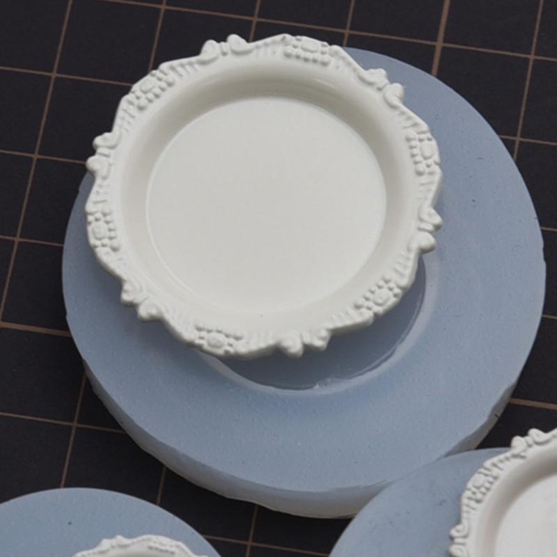 Mini Scene Plate Mold in Flexible Silicone, Ornate Edge Casting Mold for Resin Craft Projects and Display Pieces