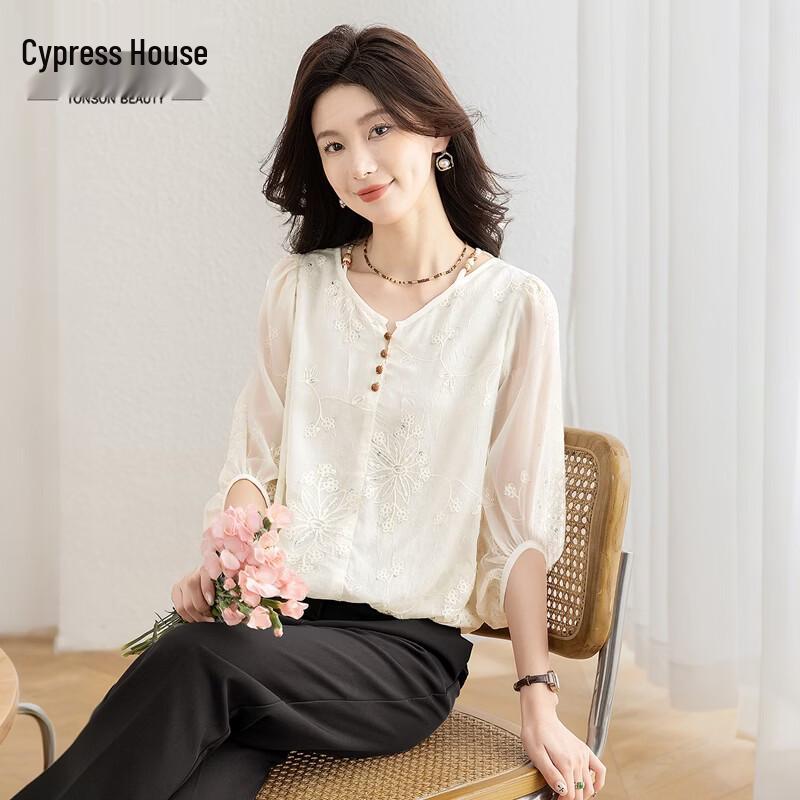 Women s Sequin V-Neck Gauze Blouse XL