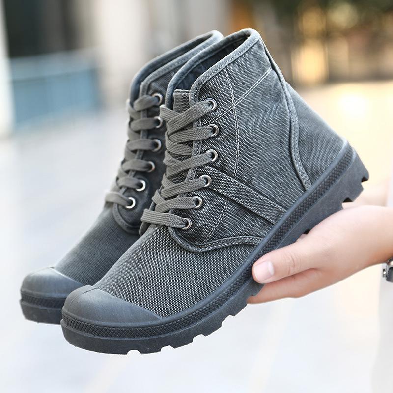 Fashion Autumn Winter Boots Men Lace-up Boots Slip On Canvas Shoes Man High Top Casual Shoes Fashion Men's Boots Male Short Ankle Botas