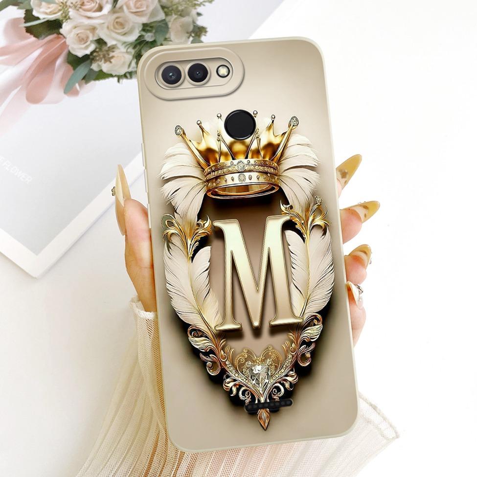 Cover For Redmi 6 Case Luxury A-Z Letters Fashion Crown 2D Painted Silicone Phone Casing M1804C3DG M1804C3DH M1804C3DI