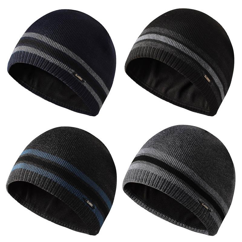 Men's Plush Knitting Hat Wool Hat Brimless Plain Dome Hat Hood Ski Cap
