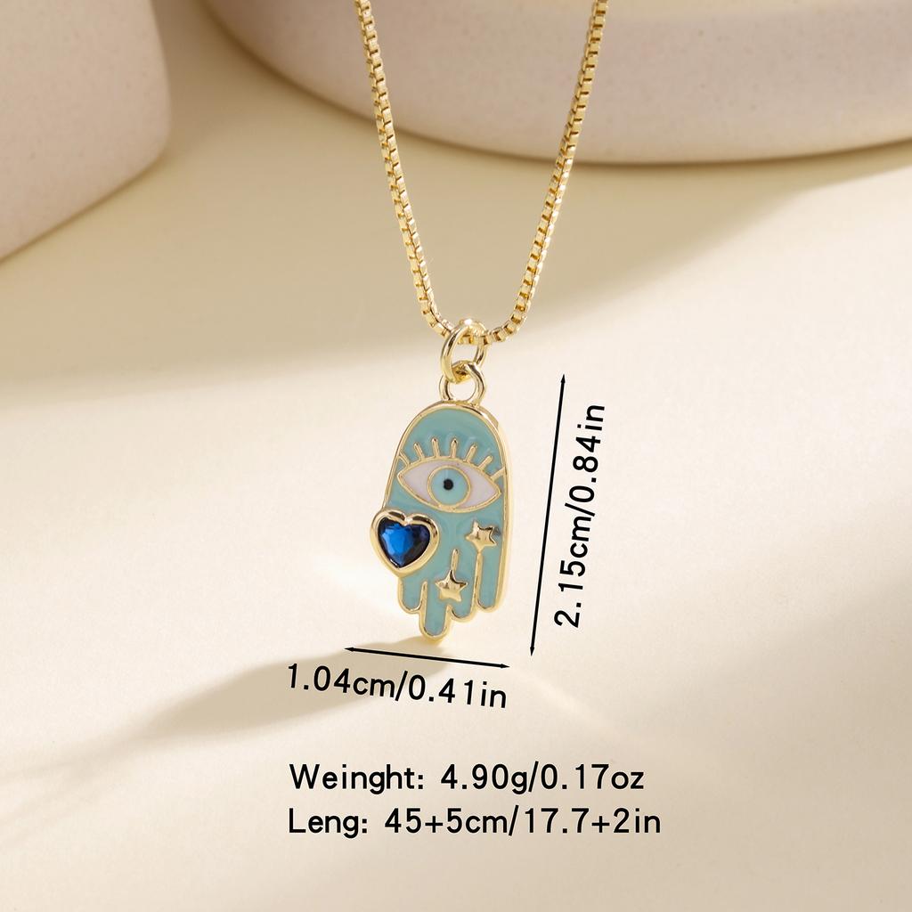 Nidin Fashion Necklace Lucky Hamsa Hand Evil Eye Pendant For Women Men Colorful Enamel Turkish Protection Amulet Jewelry Gifts