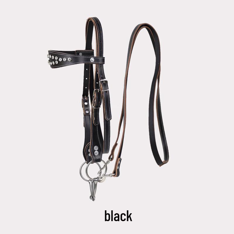 Adjustable Rhinestone Leather Bridle and Reins Set