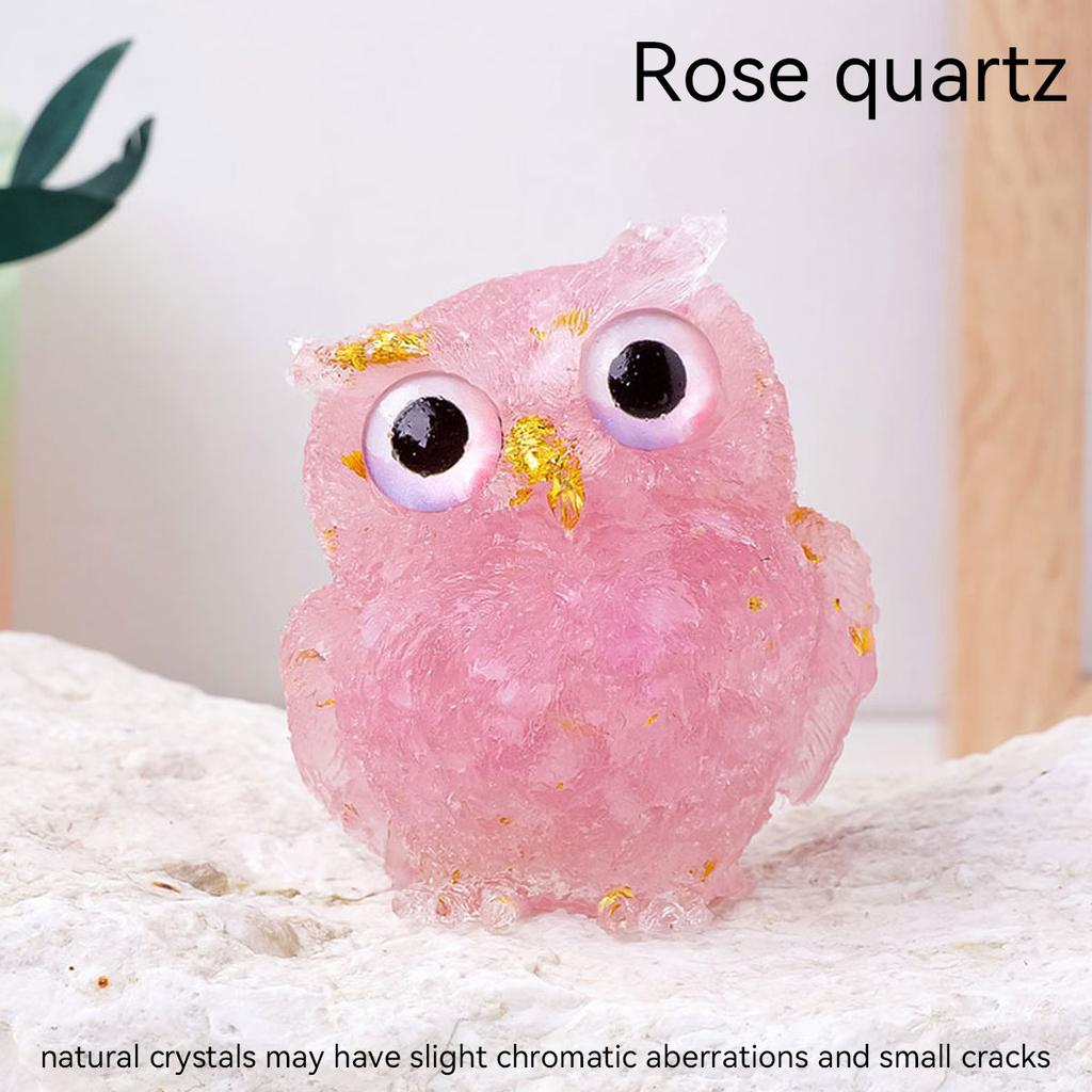Crystal Amethyst Cute Animal Macadam Drip Glue Resin Owl Household Supplies Desktop Ornament