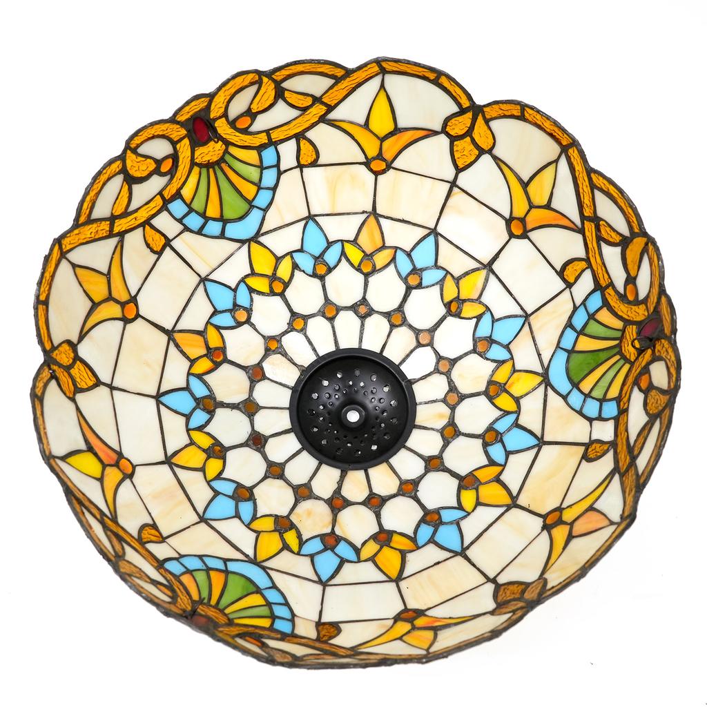 16-Inch Vintage Colored Glass Lampshade, Baroque Style, for Table Lamps, Chandeliers, Floor Lamps, Replacement Shade Only