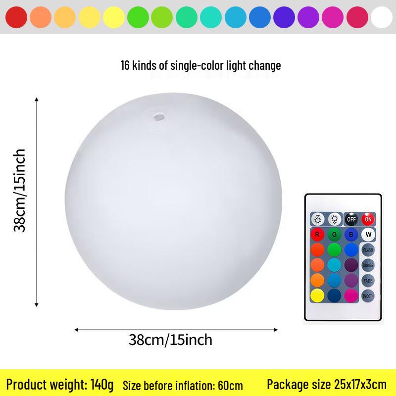 

16-Color LED Inflatable Light Ball: Floating, Remote-Controlled, Color-Changing Courtyard and Beach Decoration