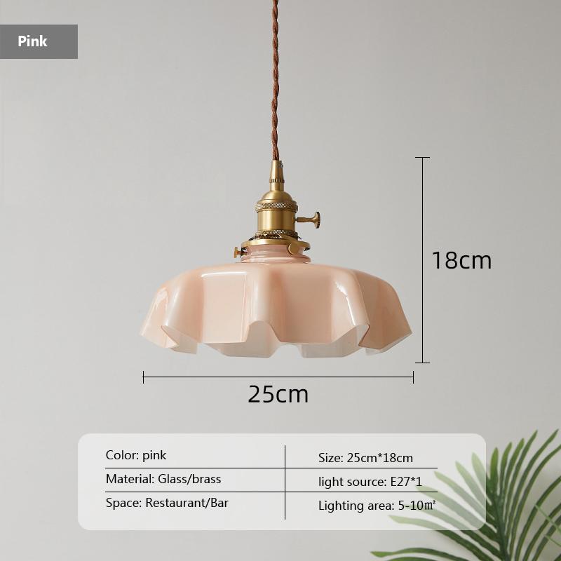 French Glass Pendant Light Retro Lustre For Dining Room Homestay Restaurant Balcony Bedside Aisle Bay Window brass ceiling lamp