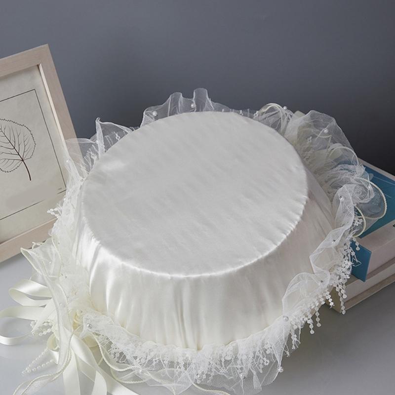 White Ruffle Flower Girl Basket with Lace and White Ribbon for Various Wedding Themes For Wedding Day